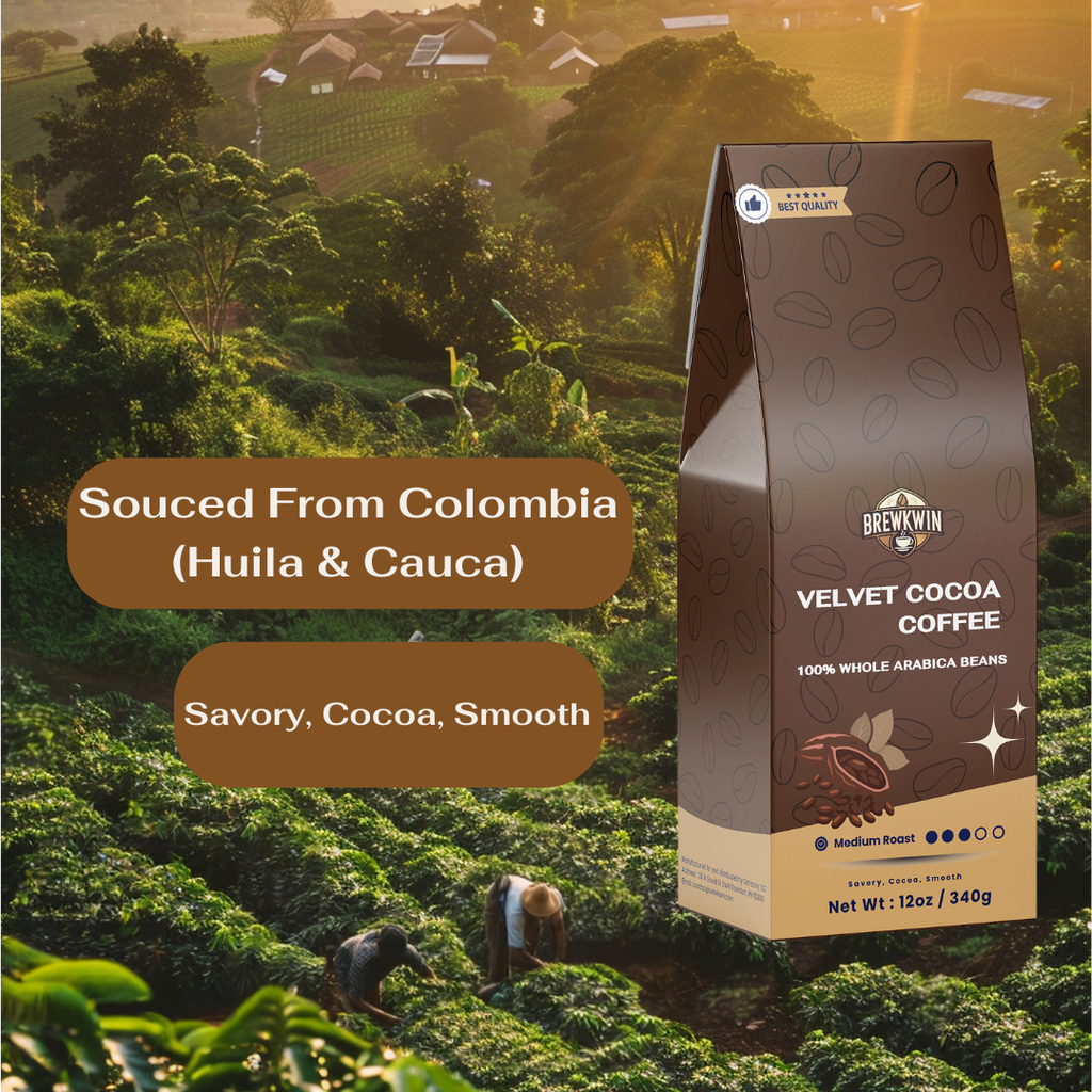 Velvet Cocoa Coffee – Colombian Medium Roast with Rich Chocolate Notes | 100% Arabica Beans